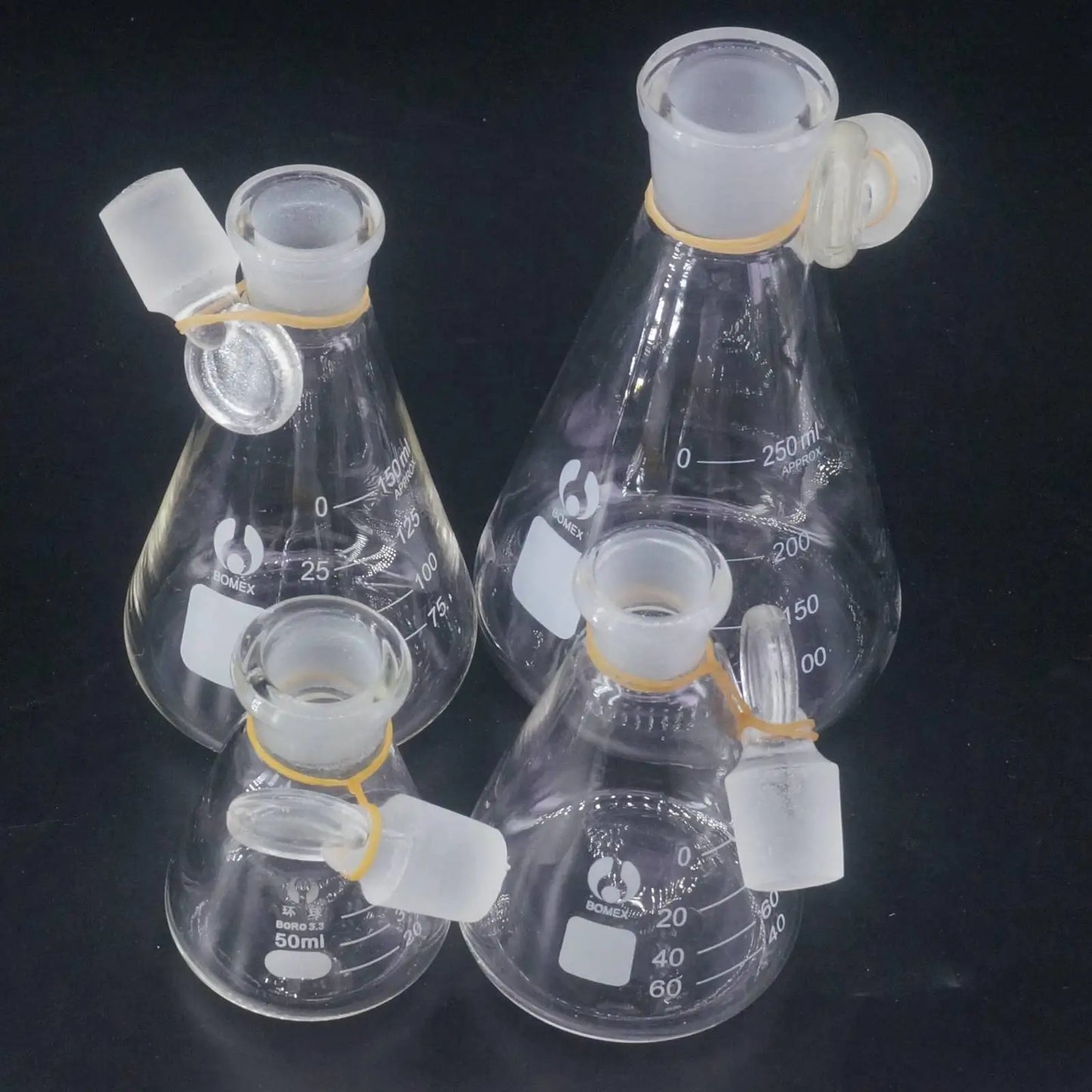 50ml 100ml 150ml 250ml 500ml 1000ml Lab Borosilicate Glass Erlenmeyer Conical Flask with Ground-in Stopper - KiwisLove