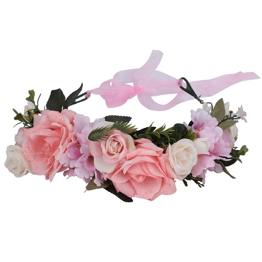 Women Bezel Flower Crown Bridal Floral Headband Wreath New Lady Girls Wedding Hair Accessories Bridesmaid Tiara - KiwisLove