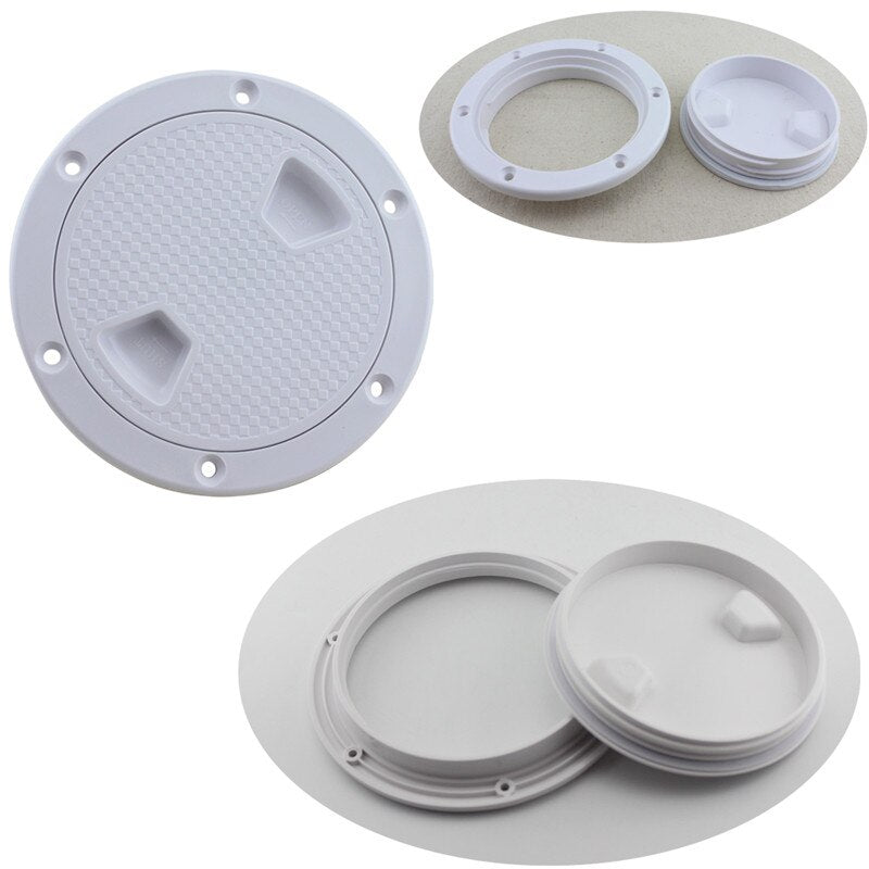 4" 6" 8" ABS Plastic Round Hatch Cover Deck Plate Non Slip Deck Inspection Plate for Marine RV yacht Boat Accessories White - KiwisLove