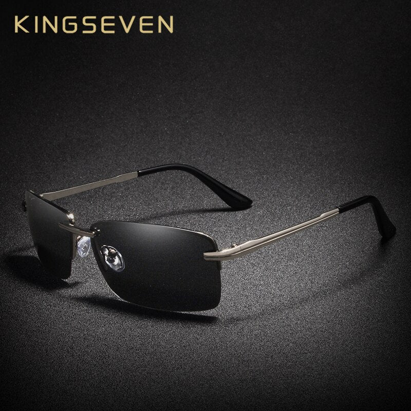 KINGSEVEN Rectangle Sunglasses Men Travel Polarized Rimless Sun glasses Male Fishing Eyewear Oculos Gafas N7905 - KiwisLove