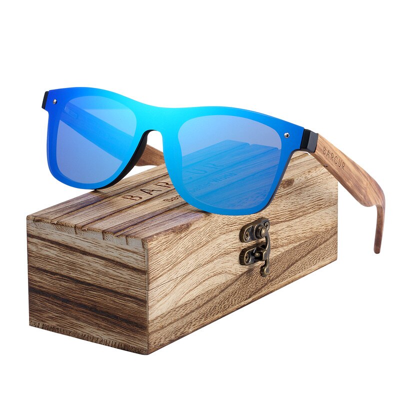 BARCUR Fashion Wooden Sunglasses Men Bamboo Temple Sun Glasses Women Wood Glasses Oculos de sol masculino - KiwisLove