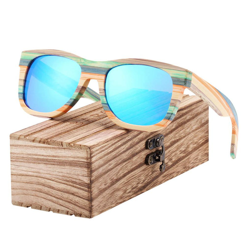 BARCUR Gradient Women Sunglasses Bamboo Polarized Sun Glasses for Men Mirror Square Eyewear UV400 lunette de soleil femme - KiwisLove
