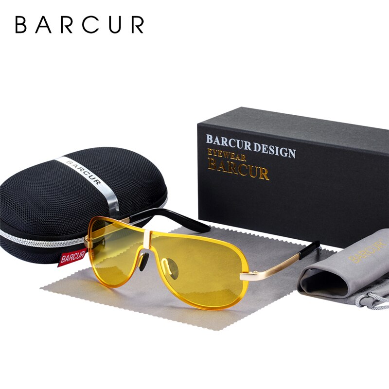 BARCUR Night Vision Glasses Driver Sun glasses Male Polarized sunglasses Black Night Vision Glasses Men Accessories - KiwisLove