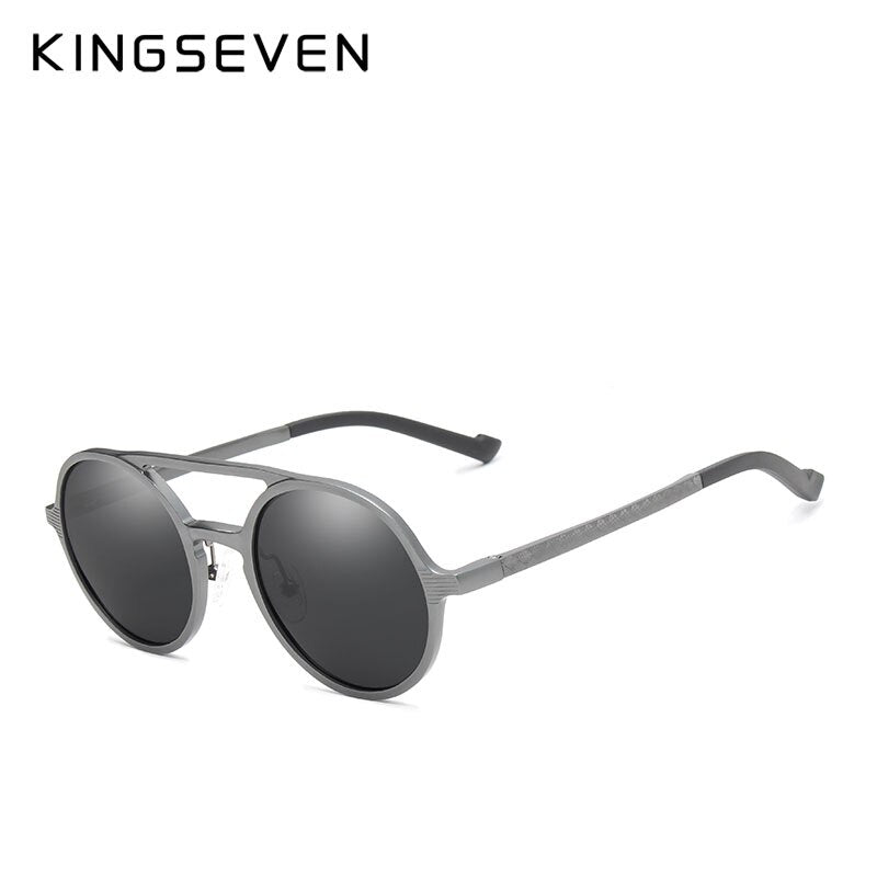 KINGSEVEN Aluminum Men's Round Sunglasses Polarized Men Punk Vintage Eyewear Accessories Sun Glasses Driving Retro Sun glasses - KiwisLove