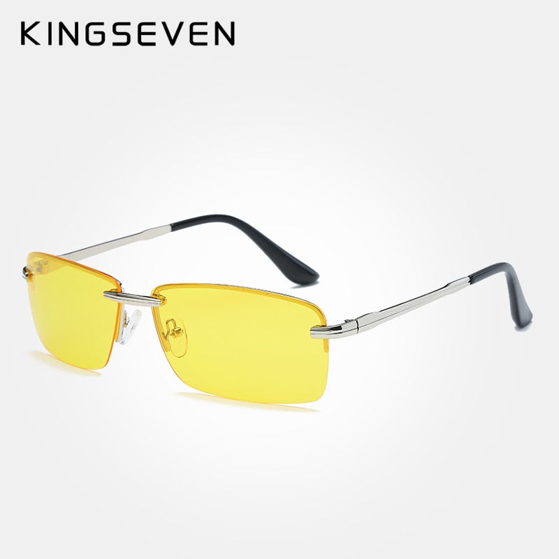 KINGSEVEN Rectangle Sunglasses Men Travel Polarized Rimless Sun glasses Male Fishing Eyewear Oculos Gafas N7905 - KiwisLove