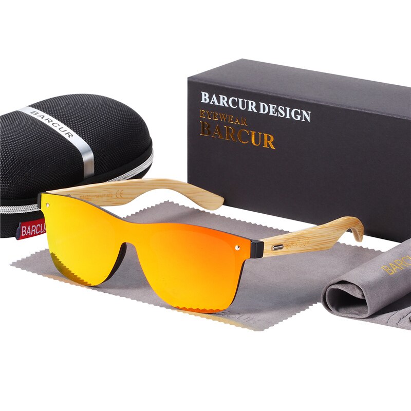 BARCUR Natural Oversize Real Bamboo Sunglasses for Men Women Sun glasses 100% UV400 Oculos de sol masculino feminino - KiwisLove