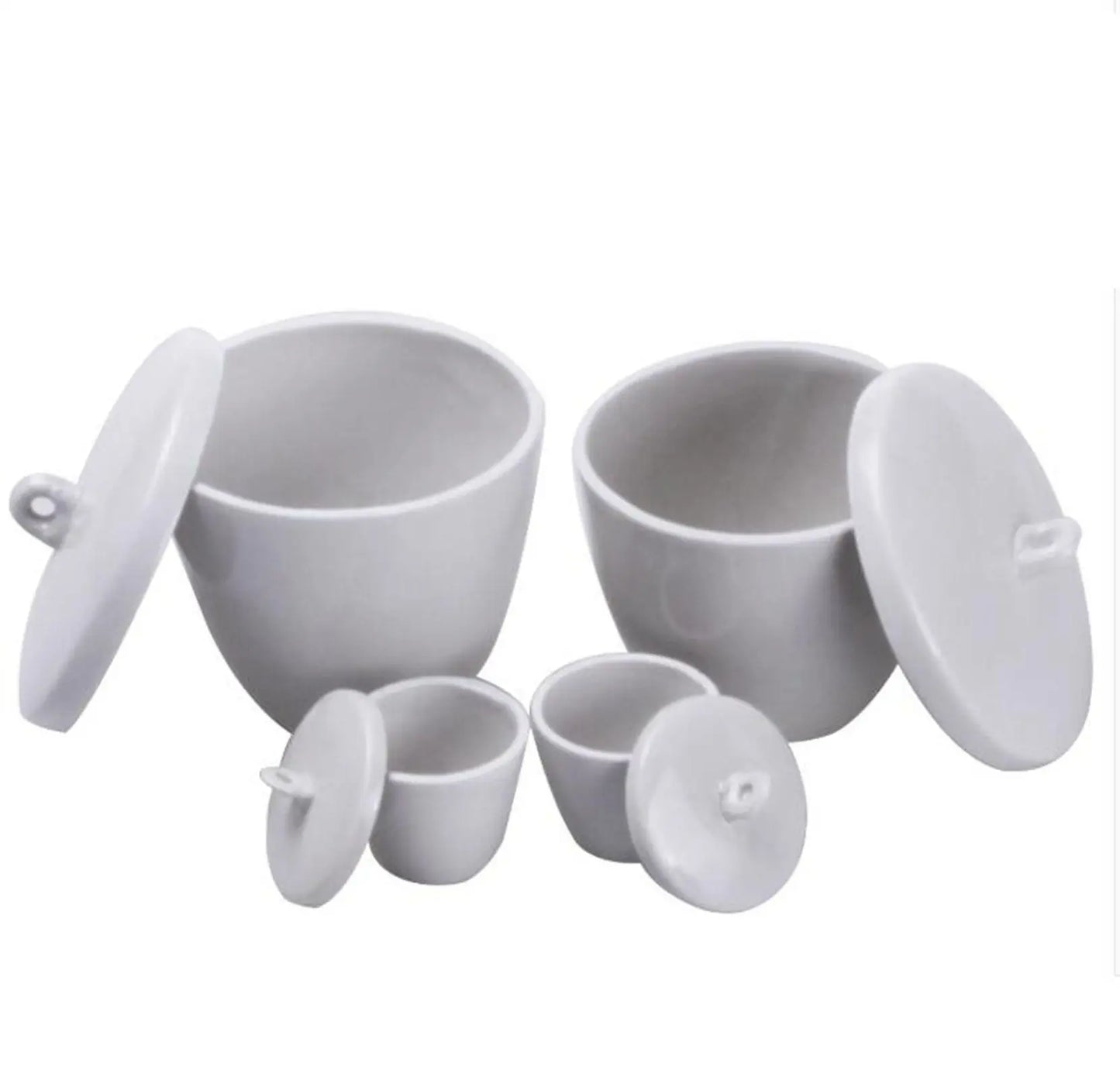 Laboratory Equipment 10ml-300ml Ceramic Porcelain Crucible With Cover Lid 1200 Celsius - KiwisLove