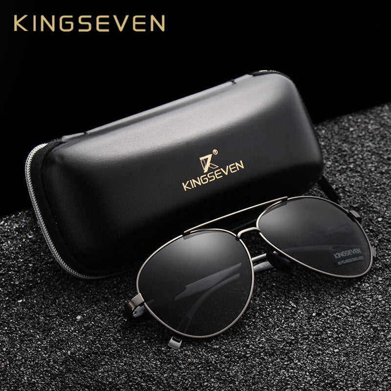 KINGSEVEN 2018 New Aviation Gun Gradient Sunglasses Brand Men Design Sun glasses Polarized HD Aluminum Driving Oculos N7228 - KiwisLove