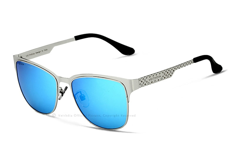 VEITHDIA Brand Designer Sunglasses Stainless Steel Sun Glasses Polarized UV400 Men Women Eyewear For Mal  Blue Mirror Lens 3580 - KiwisLove