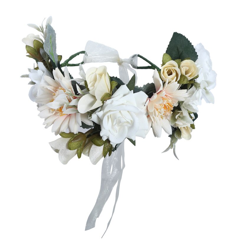 Women Bezel Flower Crown Bridal Floral Headband Wreath New Lady Girls Wedding Hair Accessories Bridesmaid Tiara - KiwisLove