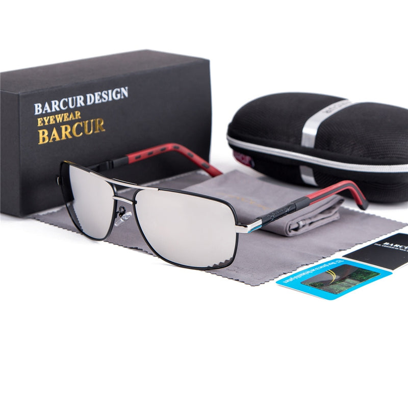 BARCUR Rectangle Polarized Sunglasses Driving Glasses Men Sun glasses Colored Lenses for Eyes Vintage Glasses oculos shades - KiwisLove