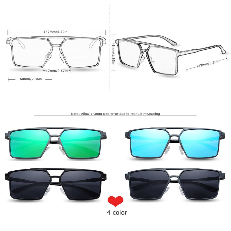 BARCUR Original Aluminium Square Sunglasses Men Polarized Sun Glasses For Women Eyewear - KiwisLove