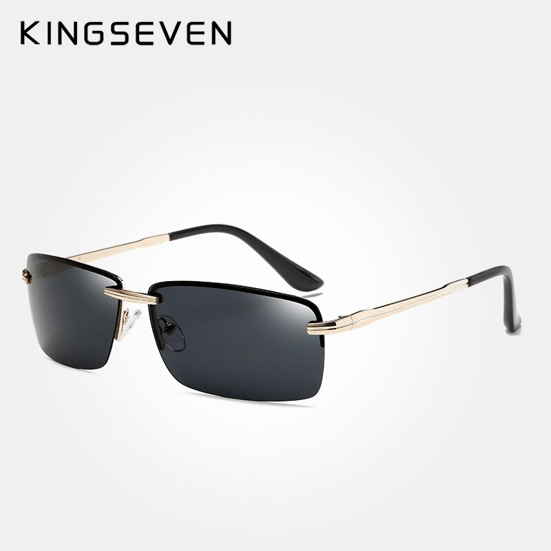 KINGSEVEN Rectangle Sunglasses Men Travel Polarized Rimless Sun glasses Male Fishing Eyewear Oculos Gafas N7905 - KiwisLove