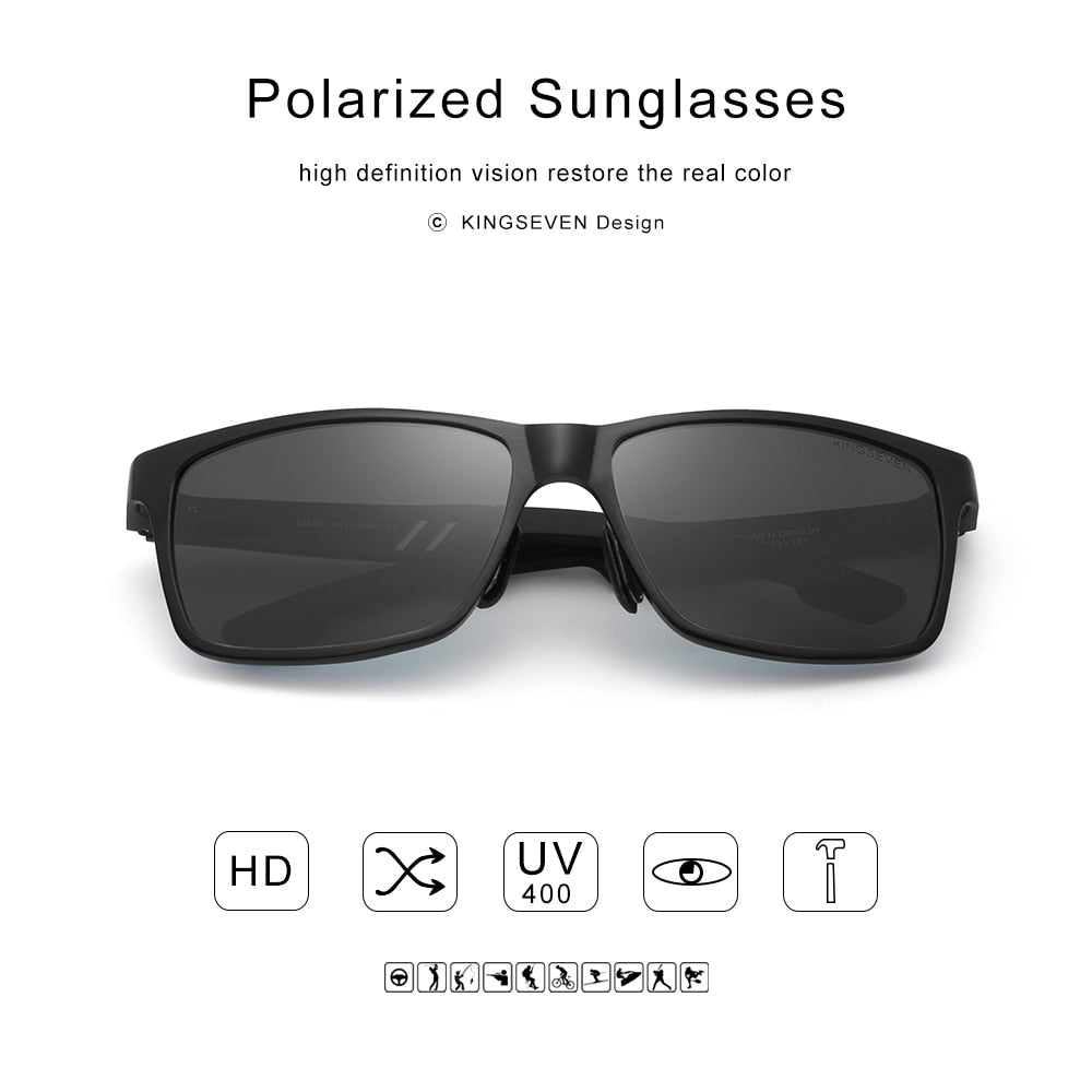KINGSEVEN Men Polarized Sunglasses Aluminum Magnesium Sun Glasses Driving Glasses Rectangle Shades For Men Oculos masculino Male - KiwisLove