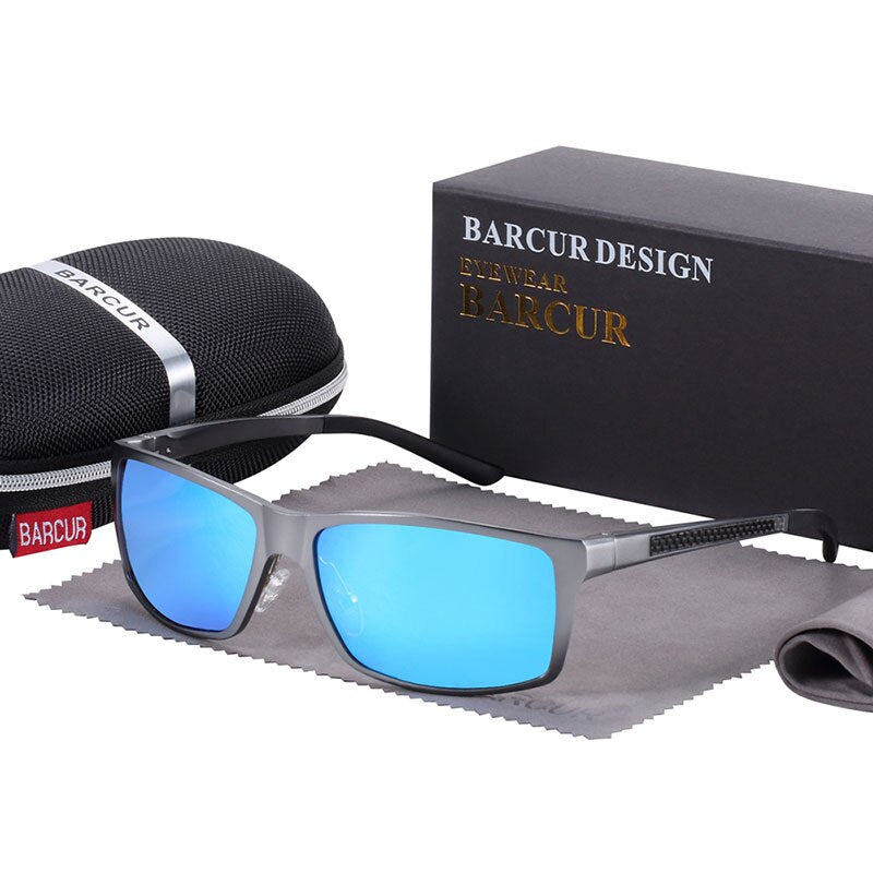 BARCUR Classic Square Polarized Sunglasses Men Aluminium Driving Sun glasses Male Shades Oculos de sol masculino - KiwisLove