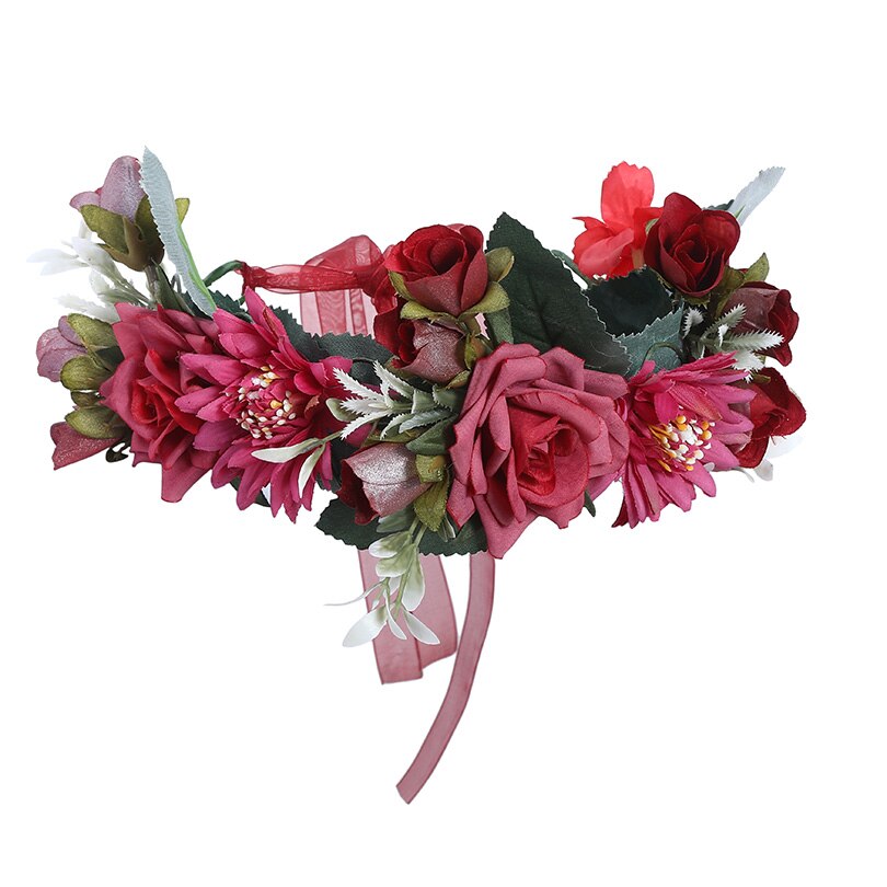 Women Bezel Flower Crown Bridal Floral Headband Wreath New Lady Girls Wedding Hair Accessories Bridesmaid Tiara - KiwisLove