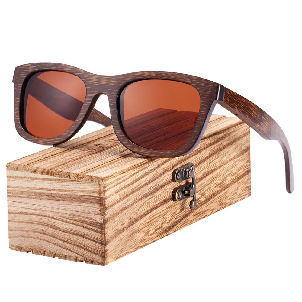 BARCUR Wood Sunglasses Bamboo Brown Full Frame Wooden Sun Glasses Men Polarized Vintage Women Eyewear - KiwisLove