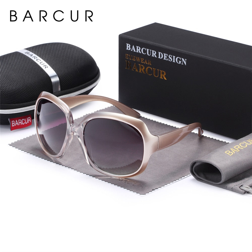 BARCUR Original Gradient Polarized Sunglasses Women Vintage Ladies Sunglasses gafas oculos de sol masculino - KiwisLove