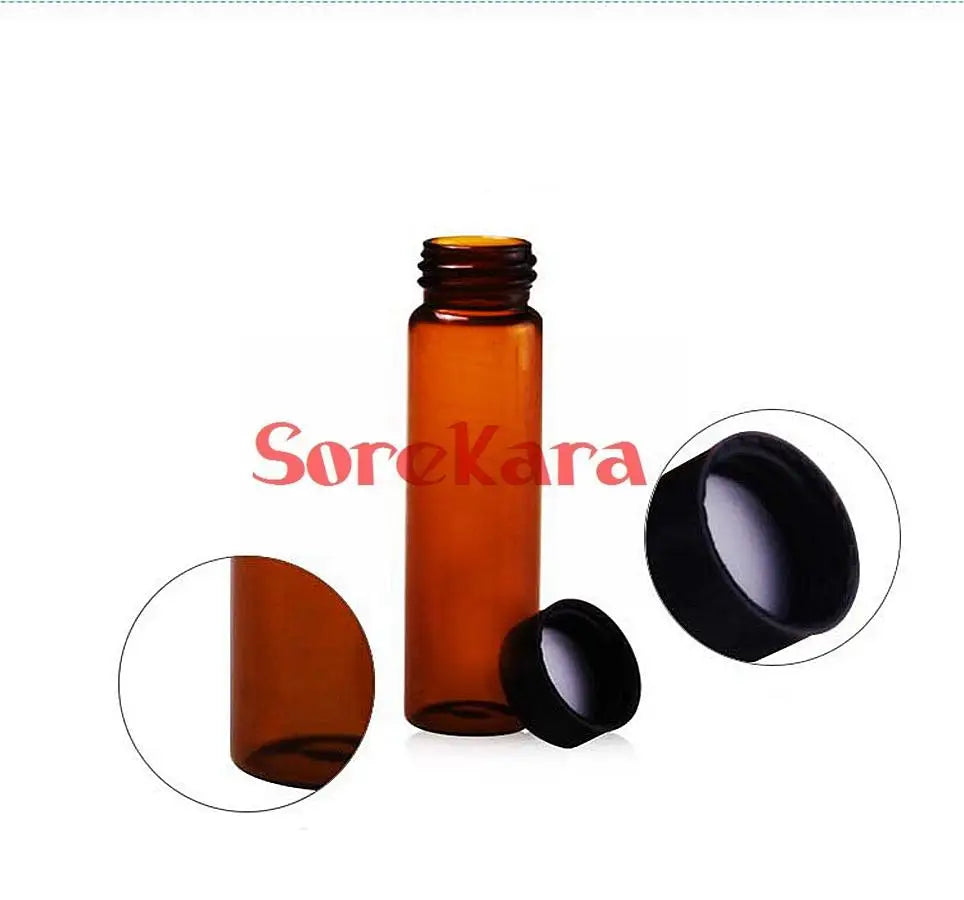 1ml/2ml/3ml/5ml/10ml/15ml/30ml/40ml/50ml/60ml Brown Glass Seal Bottle Reagent Sample Vials Plastic Lid Screw Cap - KiwisLove