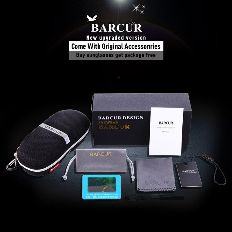 BARCUR Night Vision Glasses Driver Sun glasses Male Polarized sunglasses Black Night Vision Glasses Men Accessories - KiwisLove