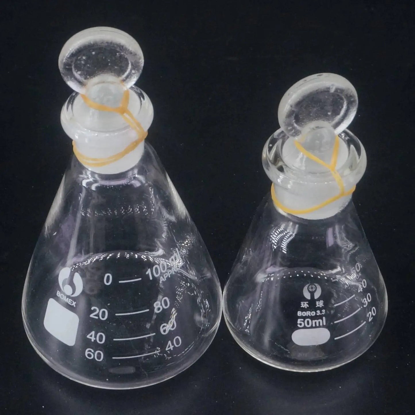 50ml 100ml 150ml 250ml 500ml 1000ml Lab Borosilicate Glass Erlenmeyer Conical Flask with Ground-in Stopper - KiwisLove