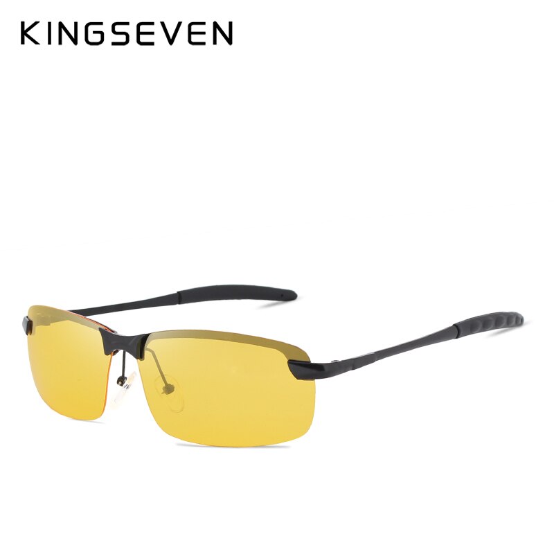 KINGSEVEN Night Vision Goggles Driving Polarized Sunglasses for men's car Driving Glasses Anti-glare Alloy Frame glasses night - KiwisLove