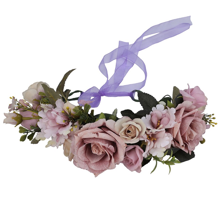 Women Bezel Flower Crown Bridal Floral Headband Wreath New Lady Girls Wedding Hair Accessories Bridesmaid Tiara - KiwisLove