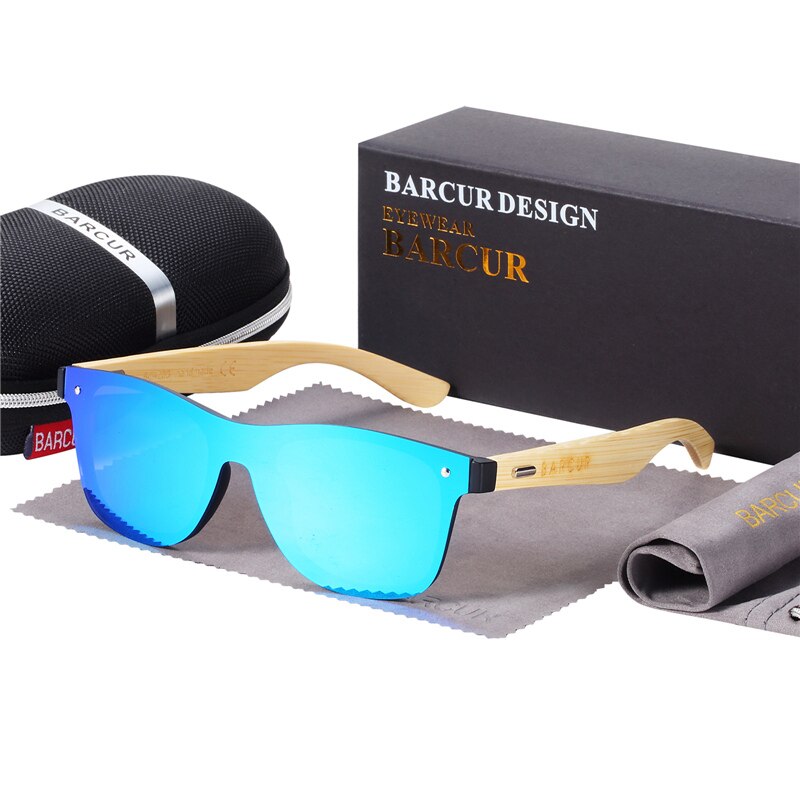 BARCUR Natural Oversize Real Bamboo Sunglasses for Men Women Sun glasses 100% UV400 Oculos de sol masculino feminino - KiwisLove
