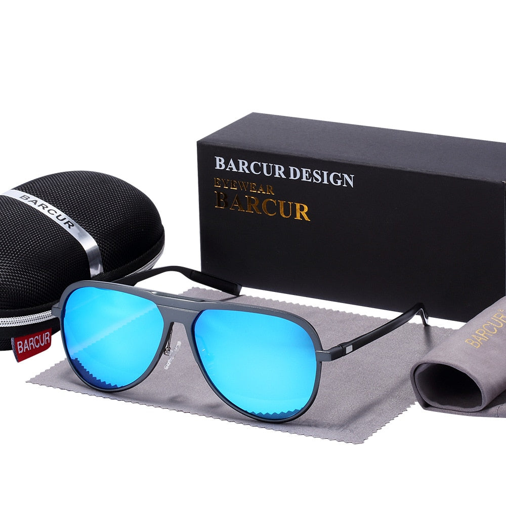 BARCUR Unisex Aluminum Magnesium Male Sunglasses Polarized Trending Styles Black Sun glasses Women Men glasses Sports Eyewear - KiwisLove