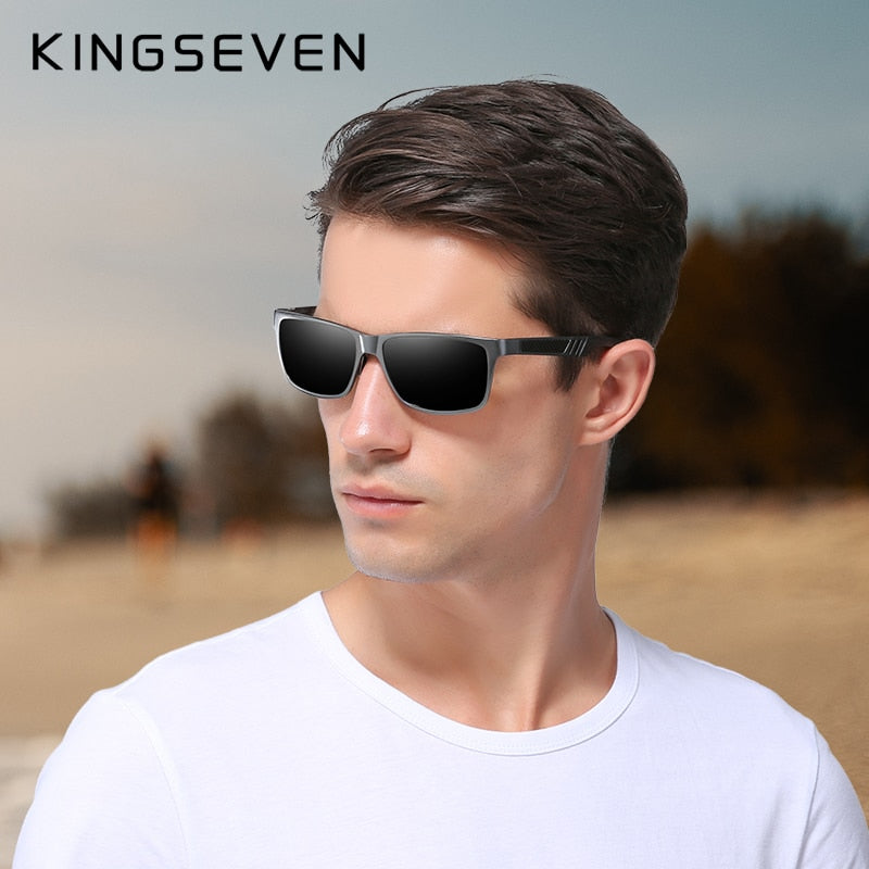 KINGSEVEN Men Polarized Sunglasses Aluminum Magnesium Sun Glasses Driving Glasses Rectangle Shades For Men Oculos masculino Male - KiwisLove