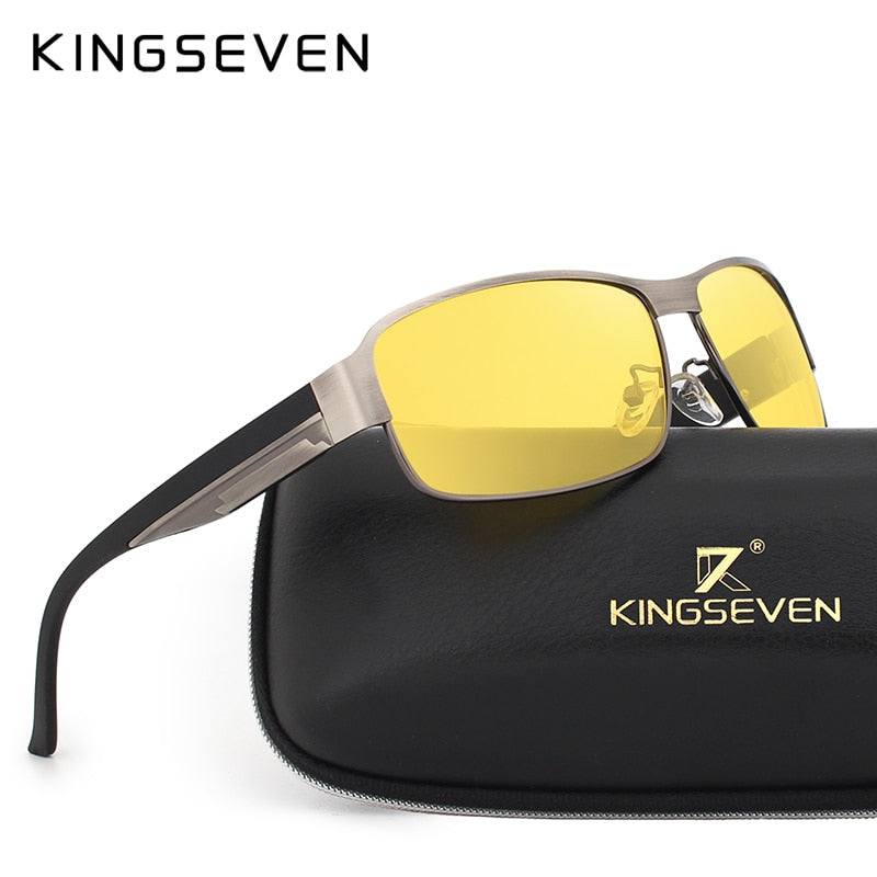 KINGSEVEN Night Vision Sunglasses Men Goggles Yellow Driving Eyewear Man Polarized Sun glasses for Night gafas de sol - KiwisLove