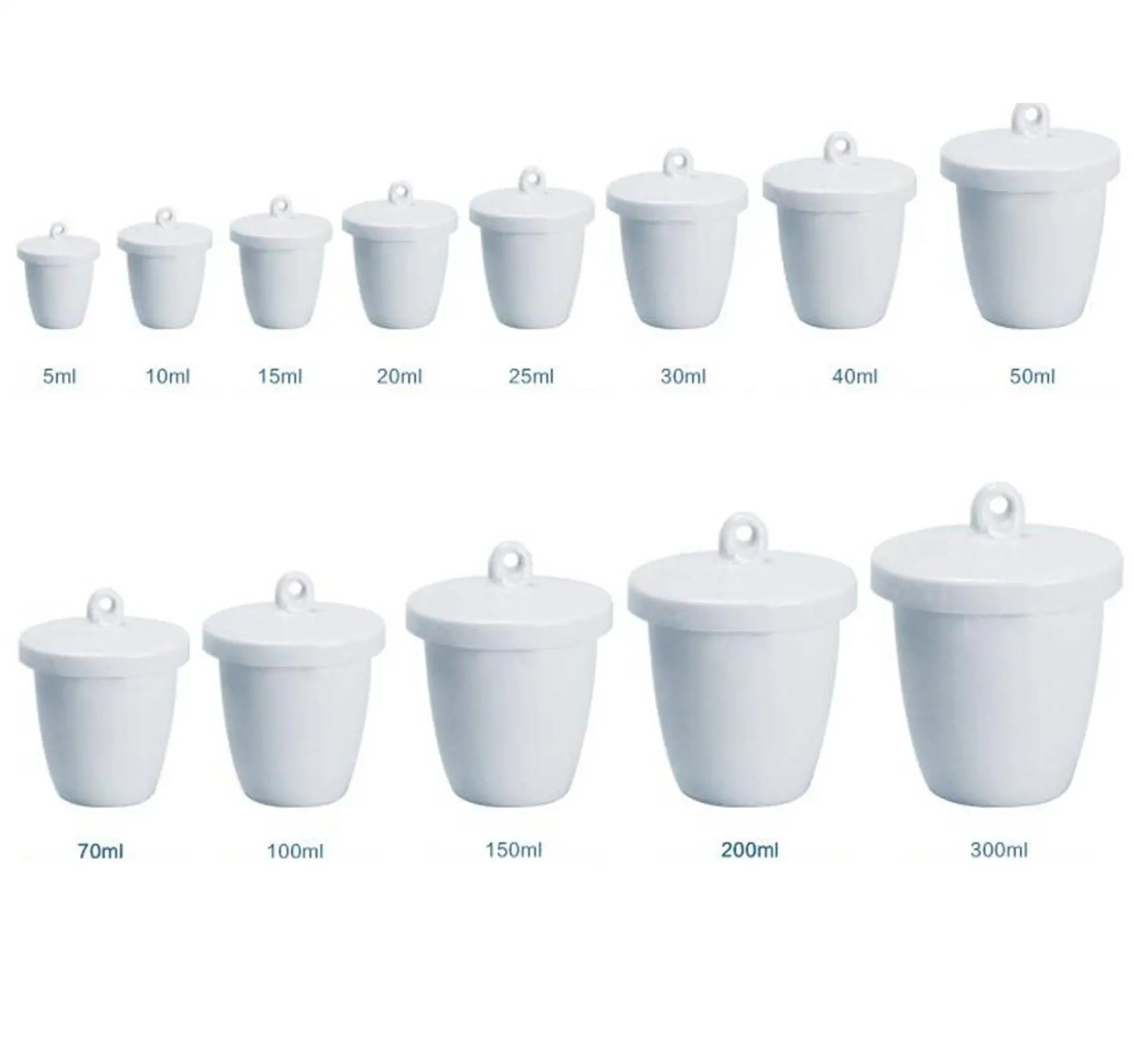 10ml 20ml 30ml 50ml 70ml 100ml 150ml 200ml 300ml Ceramic Porcelain Crucible With Cover Lid 1200 Celsius Lab Laboratory - KiwisLove