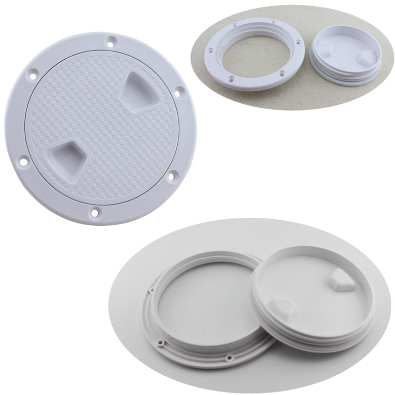 ABS Round Deck Inspection Access Hatch Cover Plastic White Boat Screw Out Deck Inspection Plate For Boat Yacht Marine 4/6/8 inch - KiwisLove