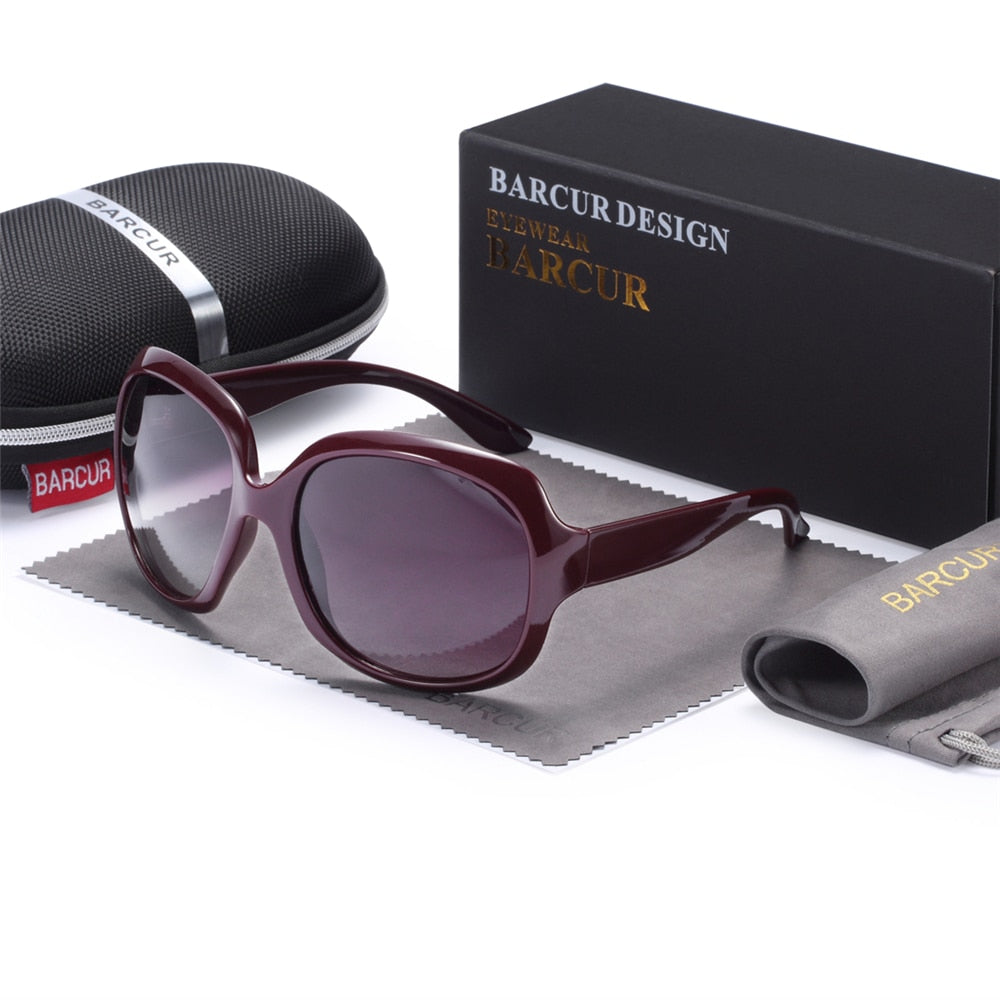 BARCUR Original Gradient Polarized Sunglasses Women Vintage Ladies Sunglasses gafas oculos de sol masculino - KiwisLove