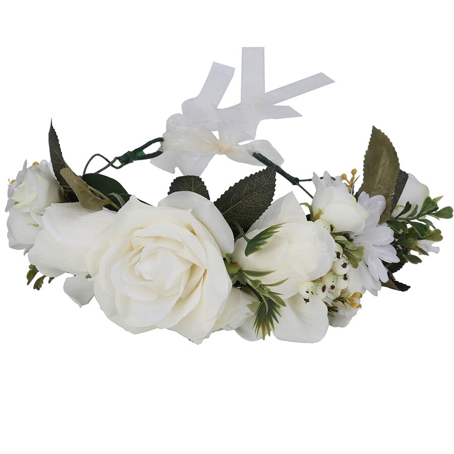 Women Bezel Flower Crown Bridal Floral Headband Wreath New Lady Girls Wedding Hair Accessories Bridesmaid Tiara - KiwisLove