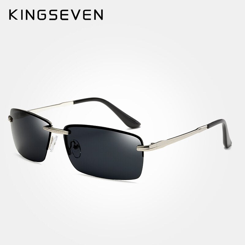 KINGSEVEN Rectangle Sunglasses Men Travel Polarized Rimless Sun glasses Male Fishing Eyewear Oculos Gafas N7905 - KiwisLove