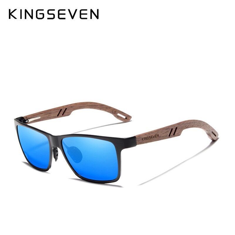 KINGSEVEN 2019 New Design Aluminum+Handmade Walnut Wooden Sunglasses Men Polarized Eyewear Accessories Sun Glasses For Women - KiwisLove