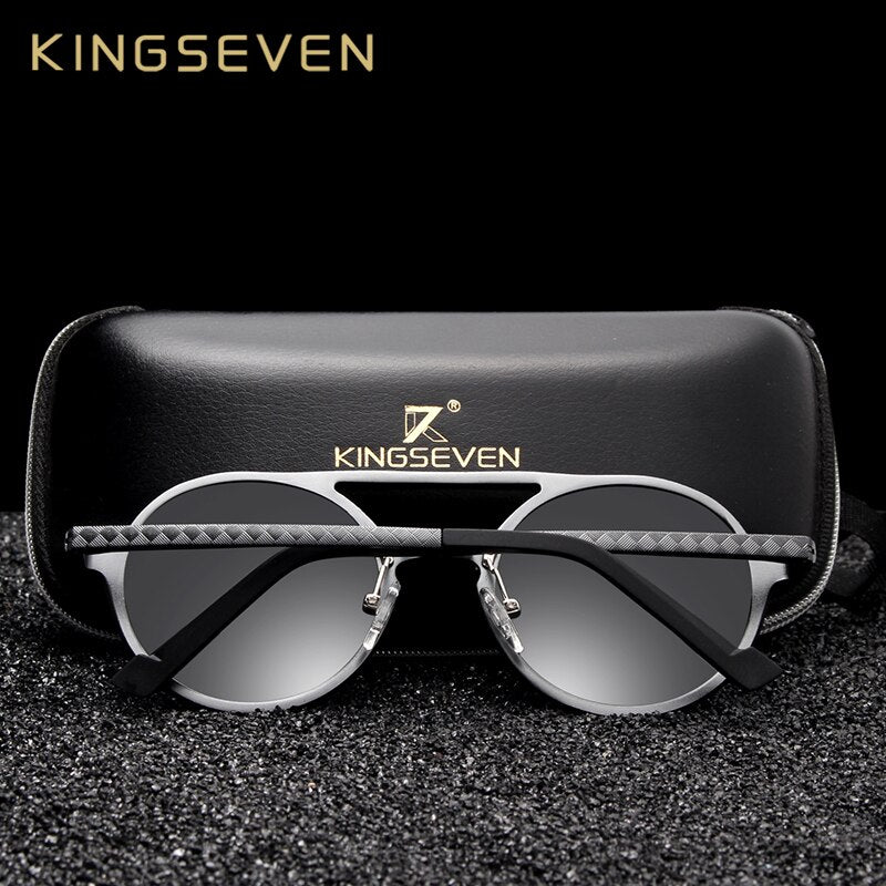KINGSEVEN Aluminum Men's Round Sunglasses Polarized Men Punk Vintage Eyewear Accessories Sun Glasses Driving Retro Sun glasses - KiwisLove