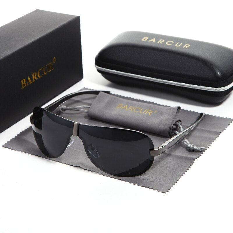 BARCUR Male Sunglasses Rimless for Men glasses Brand Designer with High Quality Rimless Sunglasses Black Metal Retro Sun glasses - KiwisLove