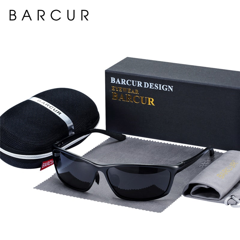 BARCUR Aluminum Polarized Sunglasses for Men Eyewear Accessories Men Blue Mirror Sun Glasses Luxury Goggle - KiwisLove