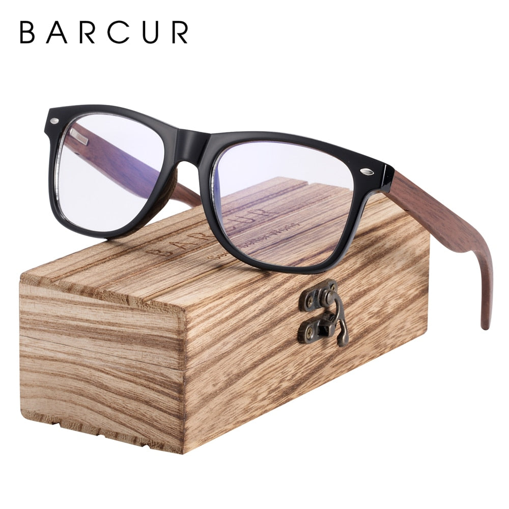 BARCUR Wood Anti Blue Ray Glasses Computer Glasses Optical Eye UV Blocking Gaming Filter Eyewear - KiwisLove