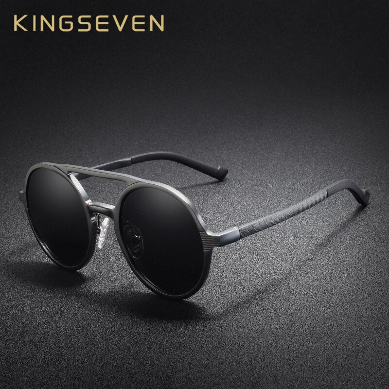 KINGSEVEN Aluminum Men's Round Sunglasses Polarized Men Punk Vintage Eyewear Accessories Sun Glasses Driving Retro Sun glasses - KiwisLove