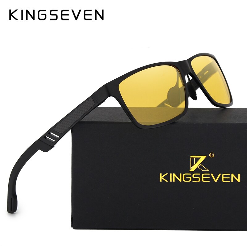KINGSEVEN Aluminum Polarized Night vision Sunglasses Men Square Sun Glasses Driving Sunglasses Goggle Eyewear oculos de sol - KiwisLove
