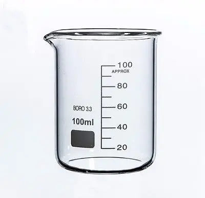 100ml Low Form Beaker Chemistry Laboratory Borosilicate Glass Transparent Beaker Thickened with spout - KiwisLove