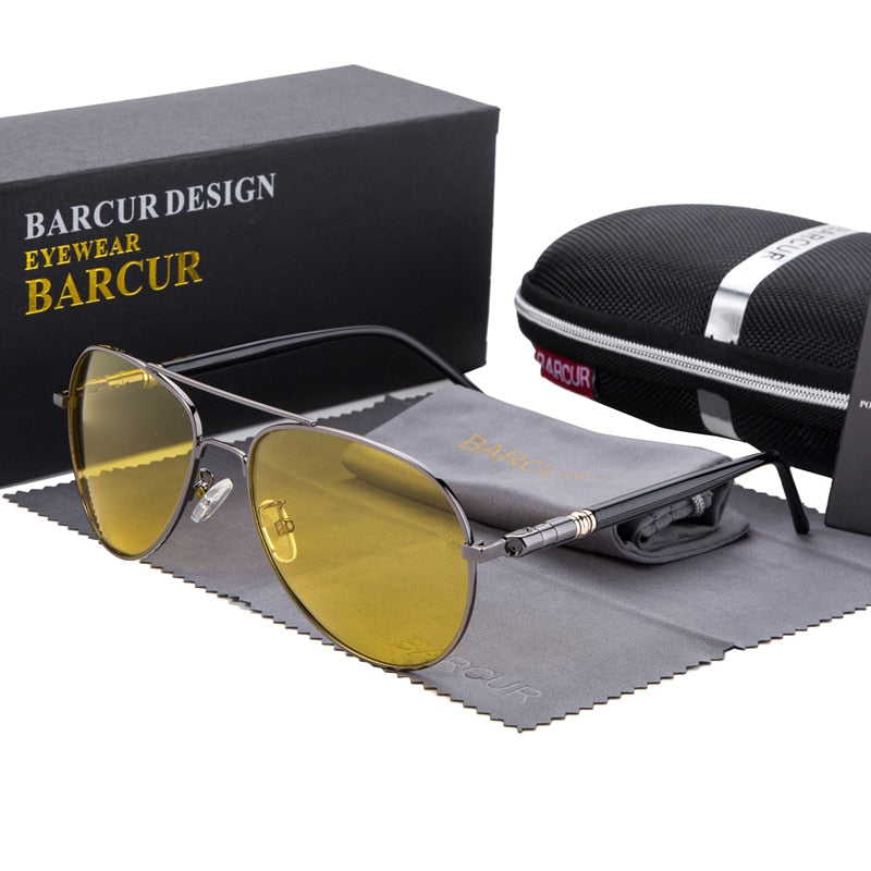 BARCUR Night Vision Sunglasses Mens Night Driving Glasses Polarized Anti-glare Goggle Oculos de sol masculino - KiwisLove