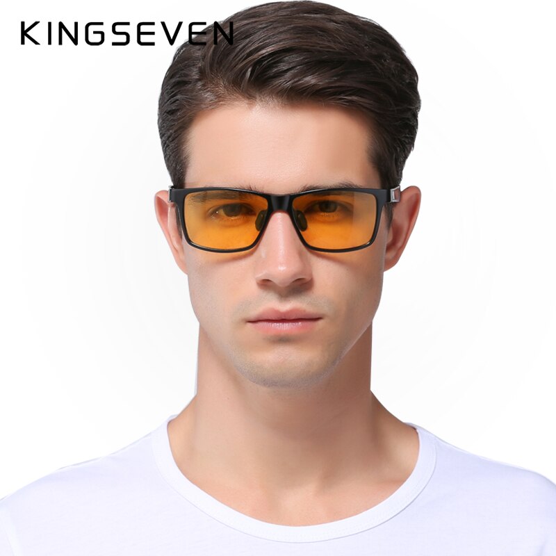 KINGSEVEN Aluminum Polarized Night vision Sunglasses Men Square Sun Glasses Driving Sunglasses Goggle Eyewear oculos de sol - KiwisLove