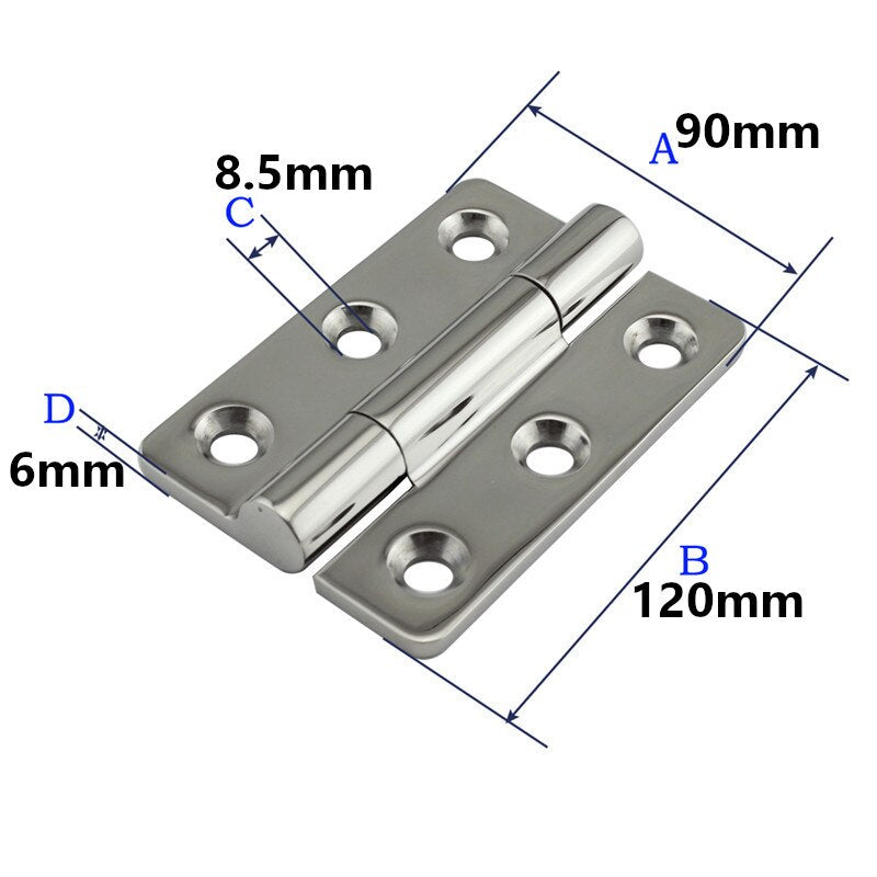 Marine Grade Stainless steel boat door hinge For Home Door Cabinet Drawer Boxes Hinges with 6 Holes 120*90*6.5mm - KiwisLove