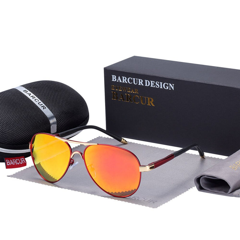 BARCUR Men Pilot Sunglasses Aviation UV400 Polarized Sun Glasses Women Eyewear Gafas De Sol Shades - KiwisLove