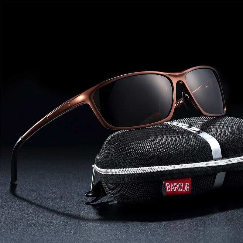 BARCUR Aluminum Polarized Sunglasses for Men Eyewear Accessories Men Blue Mirror Sun Glasses Luxury Goggle - KiwisLove