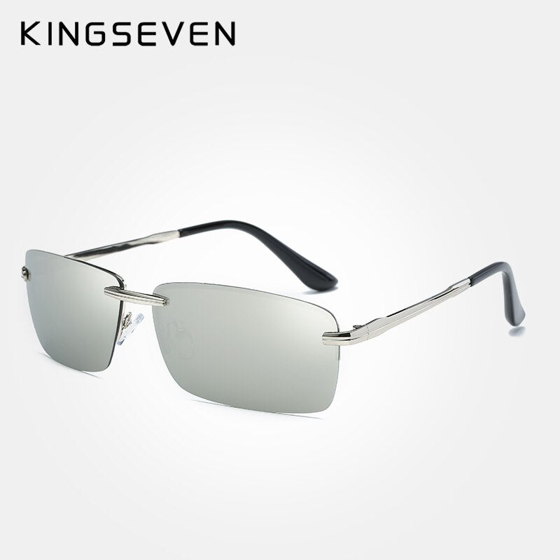 KINGSEVEN Rectangle Sunglasses Men Travel Polarized Rimless Sun glasses Male Fishing Eyewear Oculos Gafas N7905 - KiwisLove